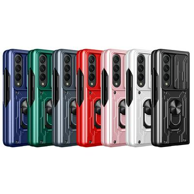 For Samsung Galaxy Z Fold4 5G Shockproof Anti-drop Ring Kickstand Phone Case Slide Camera Cover PC + TPU Hybrid Protector