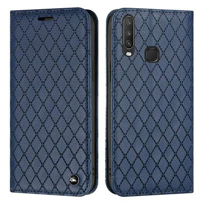 For vivo Y17/Y15/Y12 Stitching Rhombus Pattern Folio Flip PU Leather Wallet Phone Case