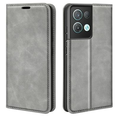 For OPPO Reno 8 Pro Skin Feel Magnetic Attraction Flip Leather Wallet Case with Card Slot and Stand