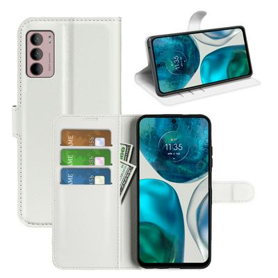 For Motorola Moto G42 Lychee Pattern Folio Flip Leather Case with Stand and Card Slots Function