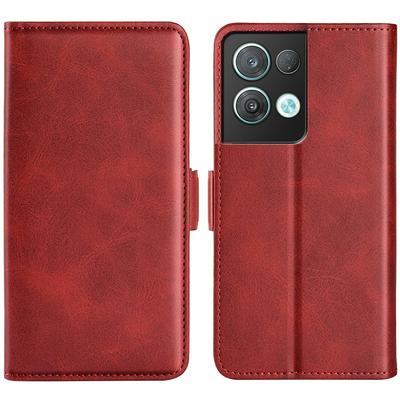For OPPO Reno8 Pro+ Double Buckle Wallet Style Folio Flip Leather Case with Stand and Card Slots Function