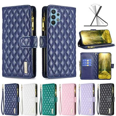 For Samsung Galaxy A32 4G BF15 Small-fragrant Wind Zipper Wallet Leather Phone Case