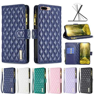For iPhone 7 Plus/ 8 Plus BF15 Small-fragrant Wind Zipper Wallet Leather Phone Case