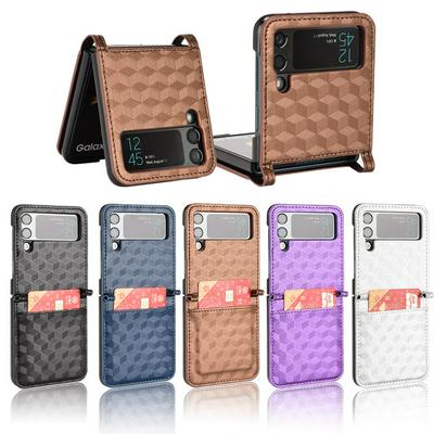 For Samsung Galaxy Z Flip4 Three-dimensional Pattern Card Slots PU Leather Back Cover Phone Case