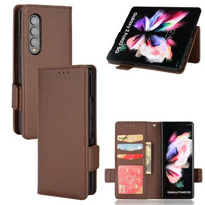 For Samsung Galaxy Z Fold4 5G Side Buckle Lychee Pattern PU Leather +TPU Phone Case
