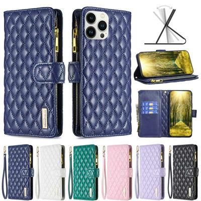 For iPhone 13 Pro Max BF15 Small-fragrant Wind Zipper Wallet Leather Phone Case