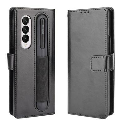For Samsung Galaxy Z Fold4 5G Crazy Horse Pattern Shockproof PU Leather Phone Case with Pen Tray