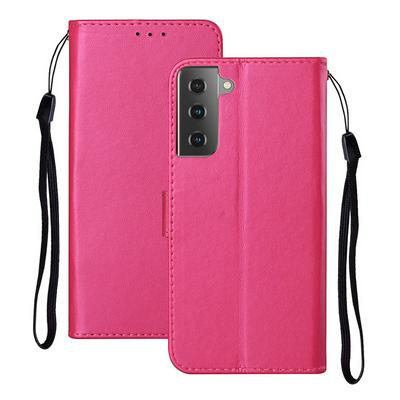 For Samsung Galaxy S21+ 5G Solid Color Magnetic Buckle Flip Leather Case with Card Slot&Wristband
