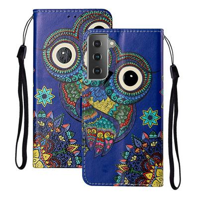 For Samsung Galaxy S21+ 5G Relief Color Painting Magnetic Buckle Wallet Leather Case