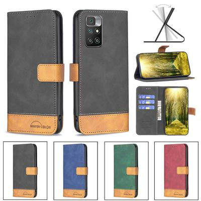 For Xiaomi Redmi 10 Stitching Color Skin Feel BF11 Style PU Leather Wallet Phone Case