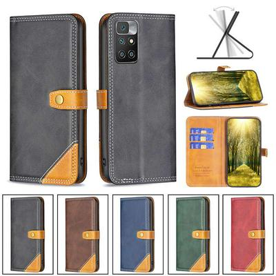 For Xiaomi Redmi 10 Stitching Color Double Line BF12 Style PU Leather Wallet Phone Case