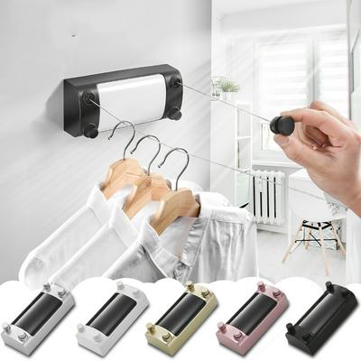 Retractable Clothesline Clothes Drying Rack Rope Storage Indoor Outdoor Telescopic Stainless Invisible Clothesline Laundry Dryer