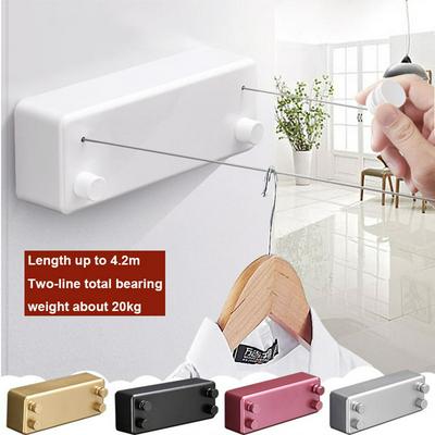 Retractable Clothesline Clothes Drying Rack Rope Storage Indoor Outdoor Telescopic Stainless Invisible Clothesline Laundry Dryer