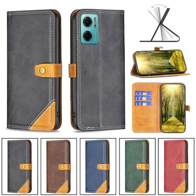 For Xiaomi Redmi 10 5G/Note 11E Stitching Color Double Line BF12 Style PU Leather Wallet Phone Case
