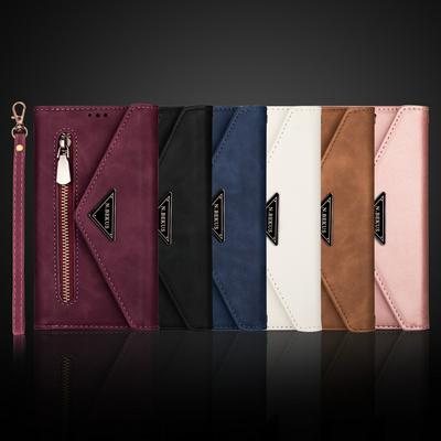 For iPhone 14 Pro Max Skin-feel Multi-card Zipper Pocket Clamshell PU Leather Phone Case
