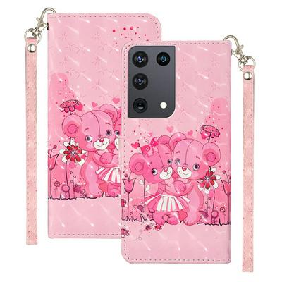 For Samsung Galaxy S21 Ultra 5G 3D Pattern Shock-Absorption Magnetic Buckle Wallet Leather Case