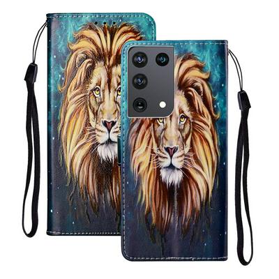 For Samsung Galaxy S21 Ultra 5G Relief Color Painting Magnetic Buckle Wallet Leather Case