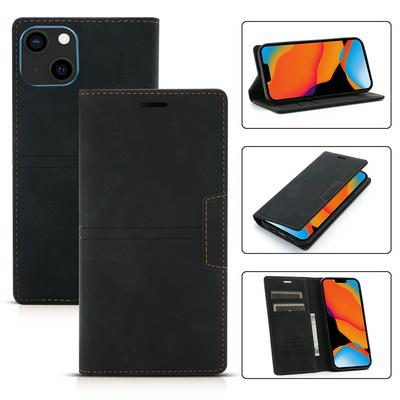 For iPhone 14 Magnetic Closure Shockproof Folio Flip Leather Wallet Phone Case