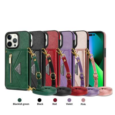 For iPhone 14 Pro Card Holder Zipper Pocket PU Leather + TPU Back Cover Phone Case