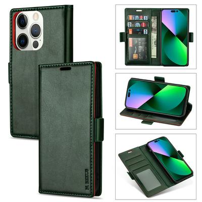 For iPhone 14 Pro Max Solid Color Skin Feel Double Buckle PU Leather Phone Case