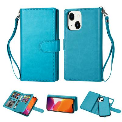 For iPhone 14 Max Nine Card Two in One Split PU Leather Wallet Phone Case