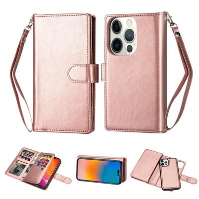 For iPhone 14 Pro Nine Card Two in One Split PU Leather Wallet Phone Case