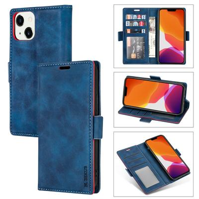 For iPhone 14 Max Solid Color Skin Feel Double Buckle PU Leather Phone Case