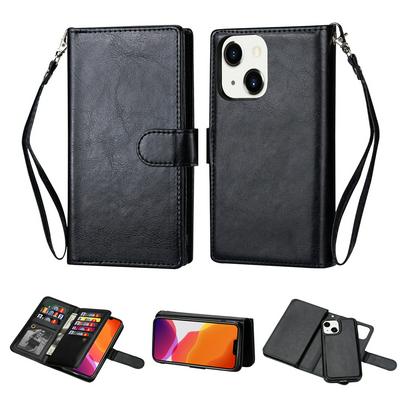 For iPhone 14 Nine Card Two in One Split PU Leather Wallet Phone Case