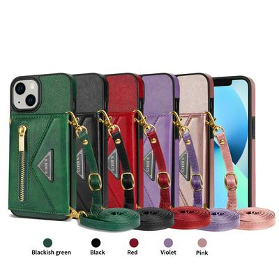 For iPhone 14 Card Holder Zipper Pocket PU Leather + TPU Back Cover Phone Case