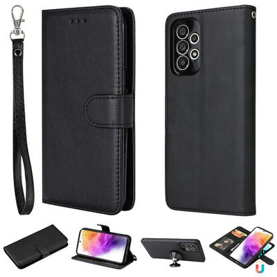For Samsung Galaxy A73 5G Solid Color Detachable 2 in 1 Strong Magnetic PU Leather Phone Case
