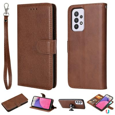For Samsung Galaxy A33 5G Solid Color Detachable 2 in 1 Strong Magnetic PU Leather Phone Case