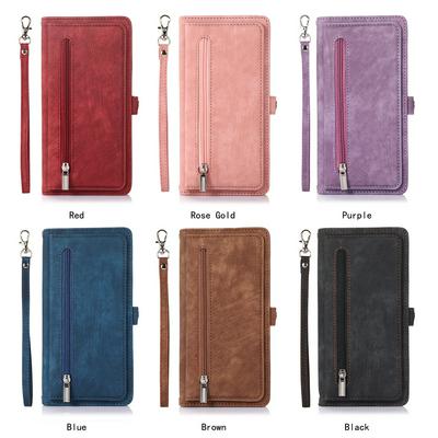 For iPhone 14 Max Nine Card Slots Zipper Pocket PU Leather Phone Case with Wrist Strap 