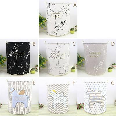 40*50cm Home Folding Waterproof Cotton Linen Laundry Debris Toy Dirty Clothes Barrel Storage Basket Home Storage with Handles