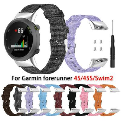 Nylon Strap for Garmin Forerunner 45 45S Bracelet Correa Canvas Sports Smart watch accessories for Garmin Swim 2 band with tool