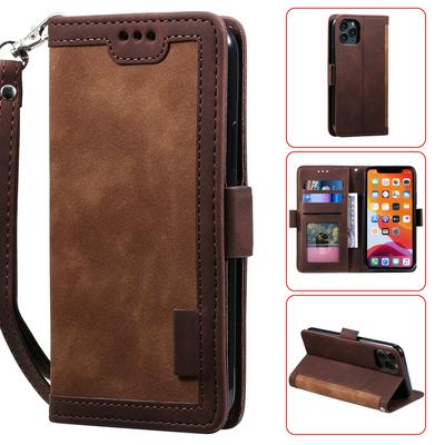 For iPhone 14 Max Vintage Color Block Magnetic Buckle PU Leather Phone Case