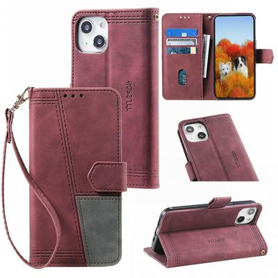 For iPhone 14 Retro Splice Scratch-resistant PU Leather Phone Case
