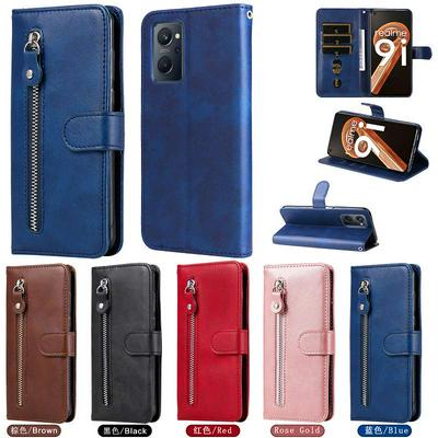 For Realme 9i/Oppo A36 4G/A76 4G Stylish Calf Pattern Shockproof PU Leather + Soft TPU Phone Case