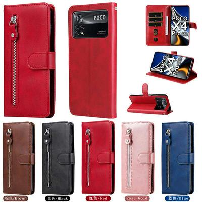 For Xiaomi Poco X4 Pro 5G Stylish Zipper Calf Pattern Shockproof PU Leather + Soft TPU Phone Case