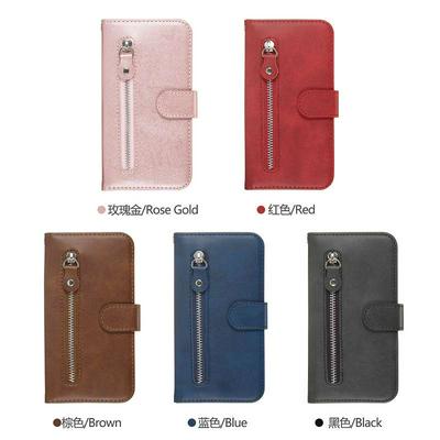 For iPhone 11(6.1) Stylish Zipper Calf Pattern Shockproof PU Leather + Soft TPU Phone Case
