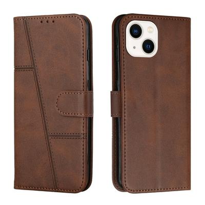 For iPhone 14 Max Simple Calf Pattern Flip Leather Case with Stand and Card Slots Function