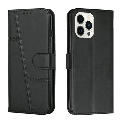 For iPhone 14 Pro Simple Calf Pattern Flip Leather Case with Stand and Card Slots Function
