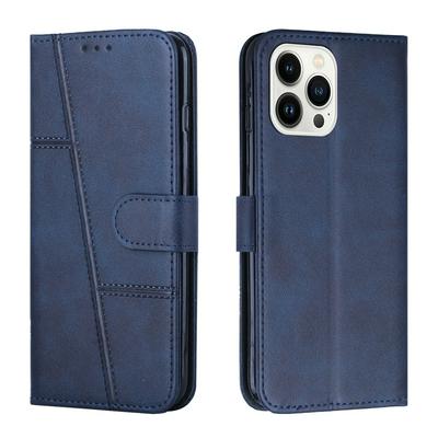 For iPhone 14 Pro Max Simple Calf Pattern Flip Leather Case with Stand and Card Slots Function
