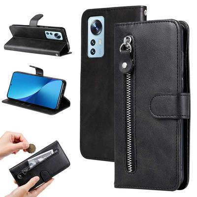 For Xiaomi 12 Lite Stylish Zipper Calf Pattern Shockproof PU Leather + Soft TPU Phone Case
