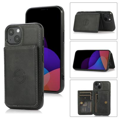 For iPhone 15 Magnetic Back Card Pockets Drop-proof PU Leather Phone Case