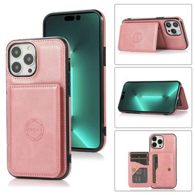 For iPhone 14 Pro Magnetic Back Card Pockets Drop-proof PU Leather Phone Case