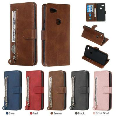 For Google Pixel 3a Stylish Zipper Calf Pattern Shockproof PU Leather + Soft TPU Phone Case
