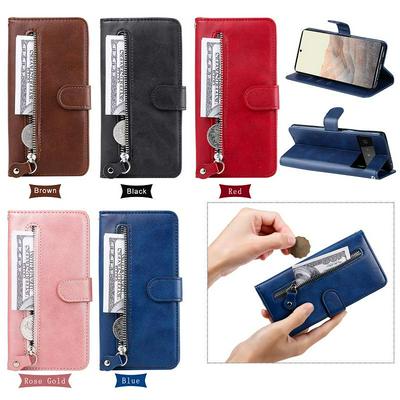 For Google Pixel 6 Pro Stylish Zipper Calf Pattern Shockproof PU Leather + Soft TPU Phone Case