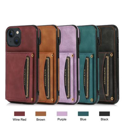 For iPhone 15 Skin Texture Triple Fold Card Pack PU Leather Phone Case