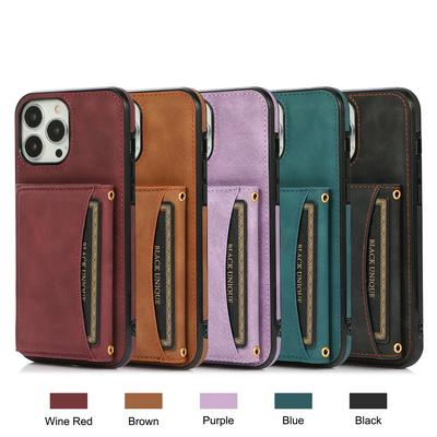 For iPhone 15 Pro Max Skin Texture Triple Fold Card Pack PU Leather Phone Case