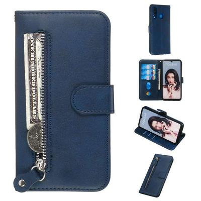 For Huawei P30 Lite/nova 4e Stylish Zipper Calf Pattern Shockproof PU Leather + Soft TPU Phone Case
